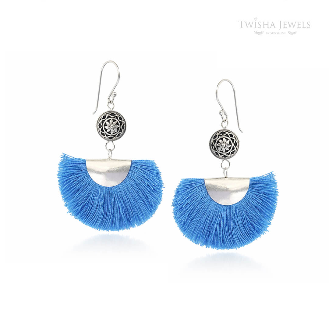 925 Silver Charm Tassel Earrings
