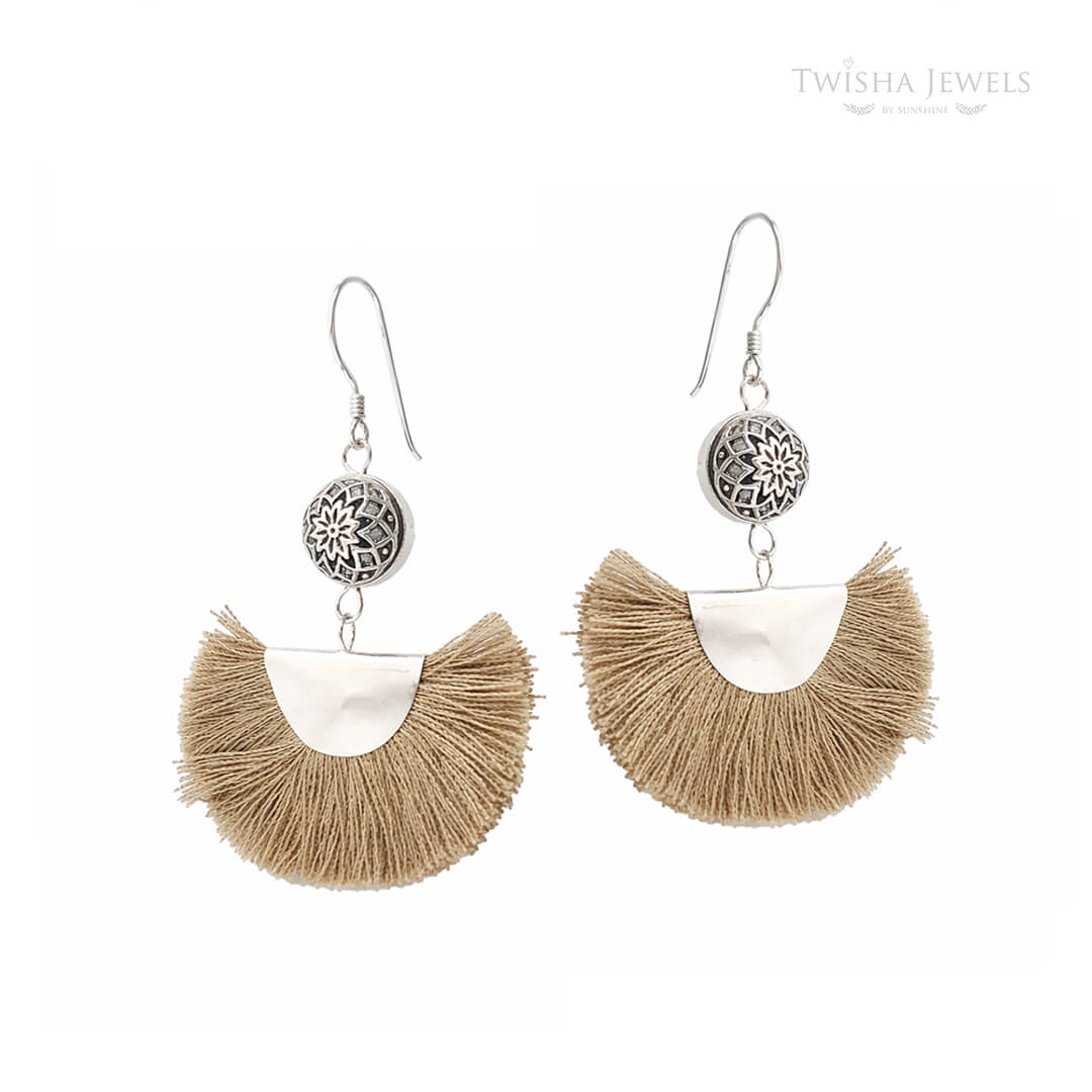 925 Silver Charm Tassel Earrings