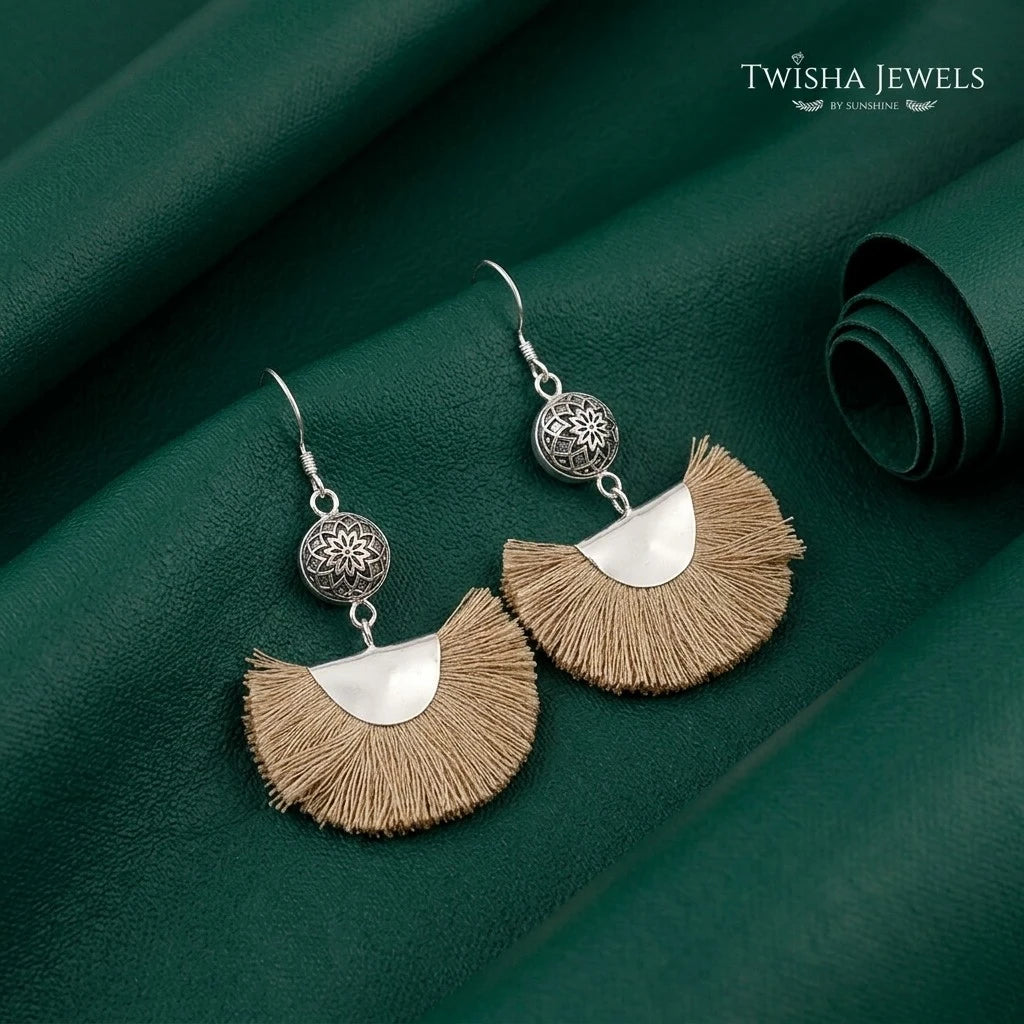 925 Silver Charm Tassel Earrings