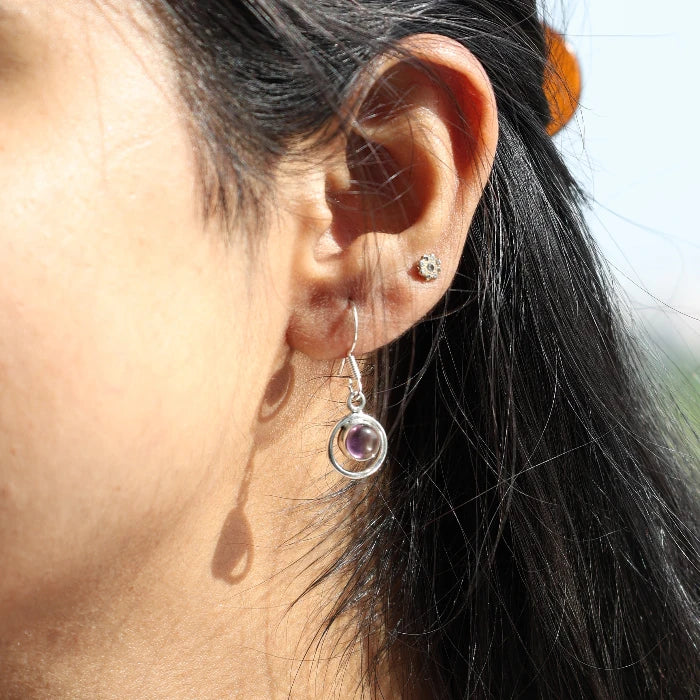 Silver Amethyst Drop Earrings