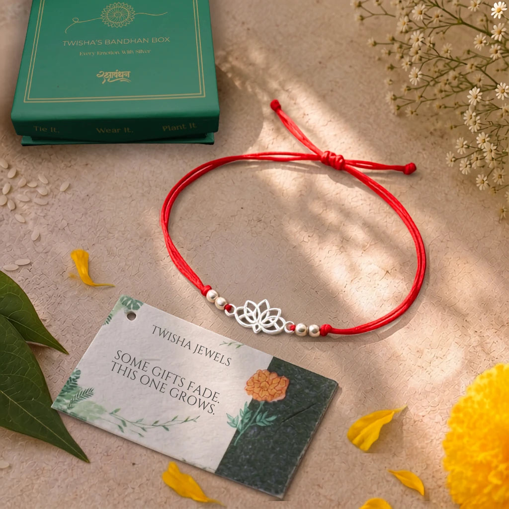 Lotus | Twisha's Bandhan Box | 925 Silver Rakhi