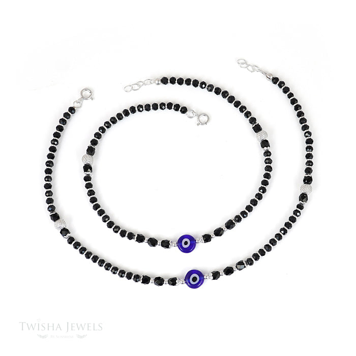Blue Nazar Black Beads Payal