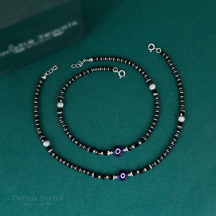 Blue Nazar Black Beads Payal