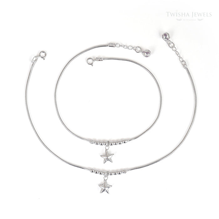 Silver Star Charm Anklet