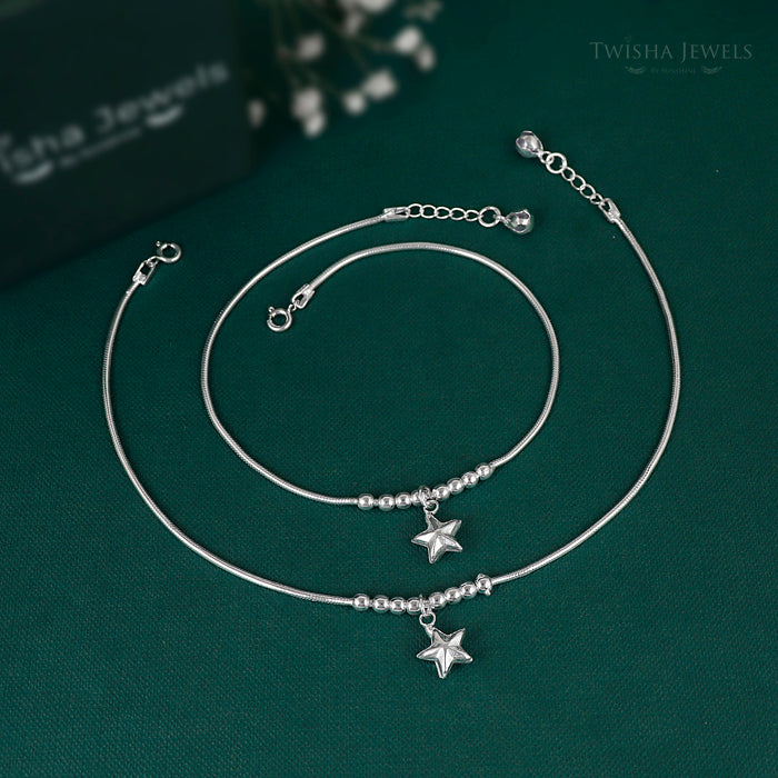 Silver Star Charm Anklet