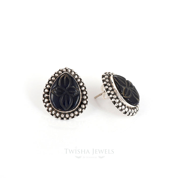 Black Aura Silver Studs