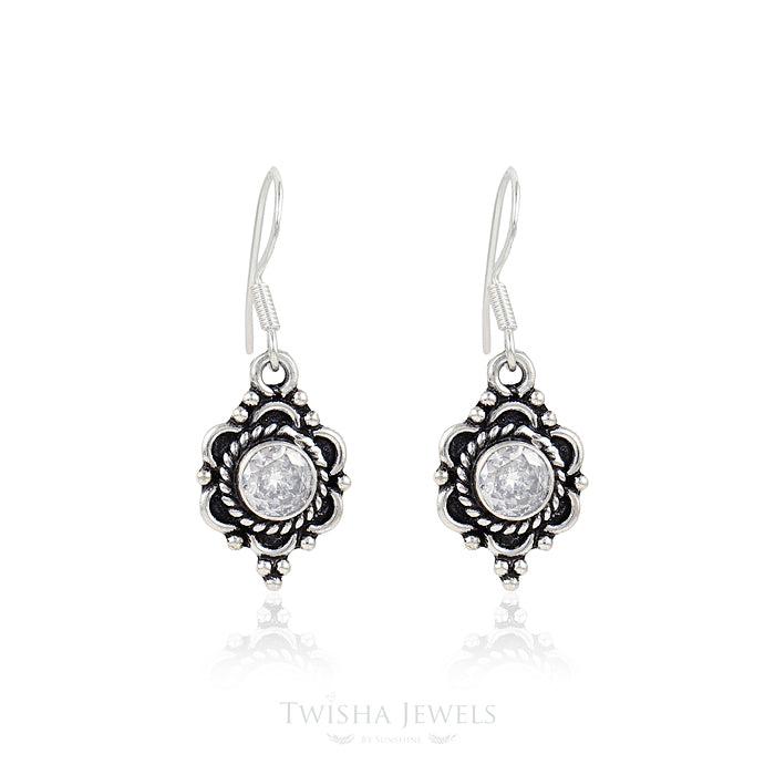 Ruby Glow Silver Earrings