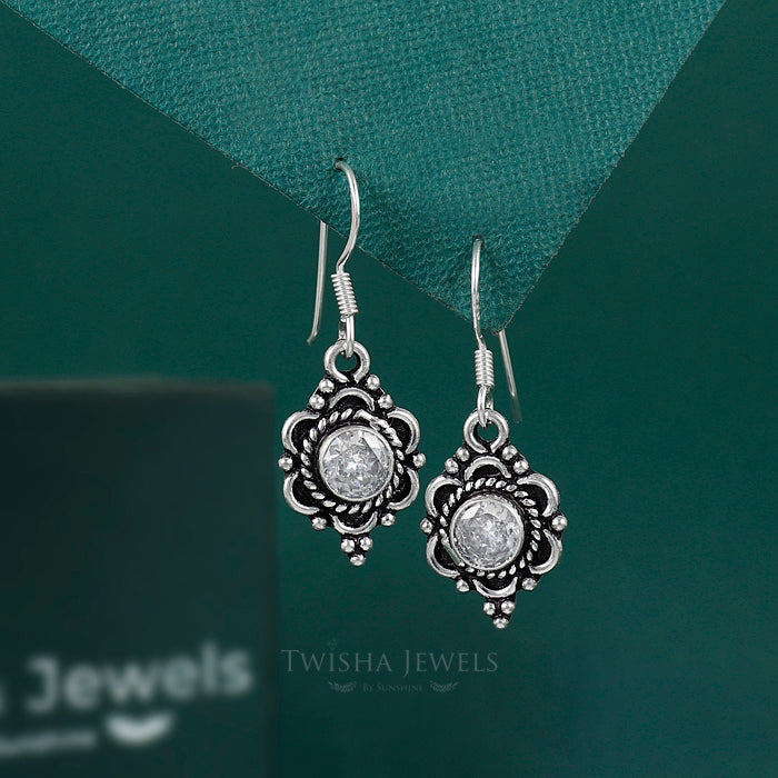 Ruby Glow Silver Earrings