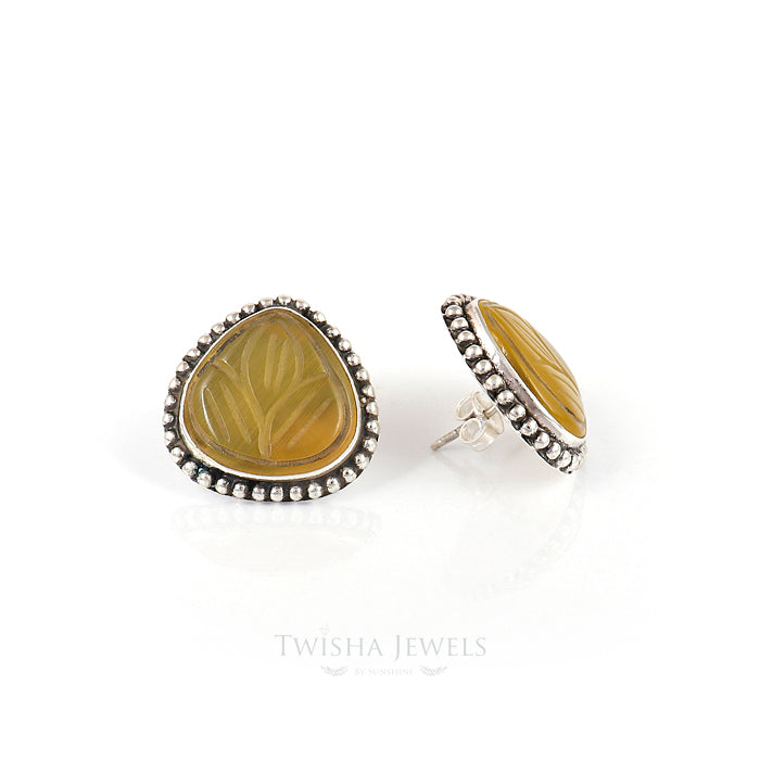 Yellow Patra Silver Earrings