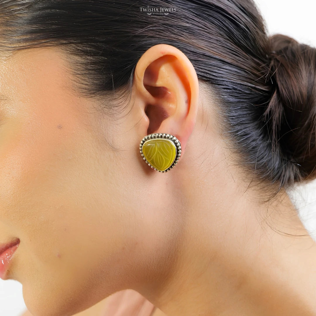 Yellow Patra Silver Studs