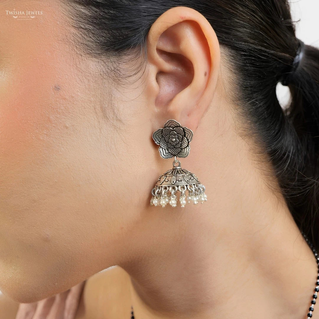 Pushp Raj Silver Jhumka