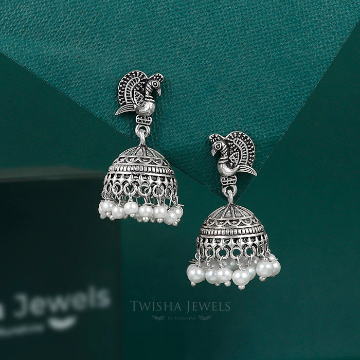 Morini Pearl Silver Jhumka
