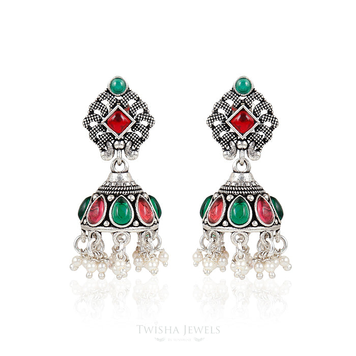 Maharani Ratna Silver Jhumka