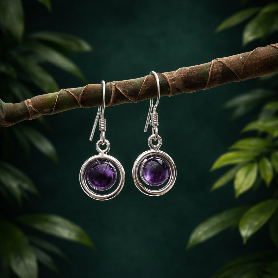 Silver Amethyst Drop Earrings