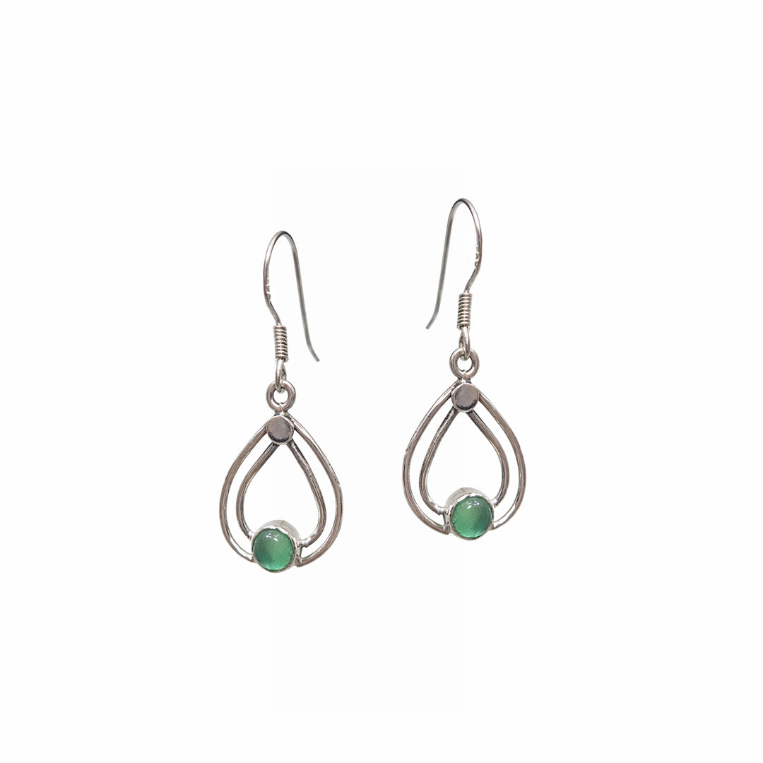 Elegant Silver Green Earrings