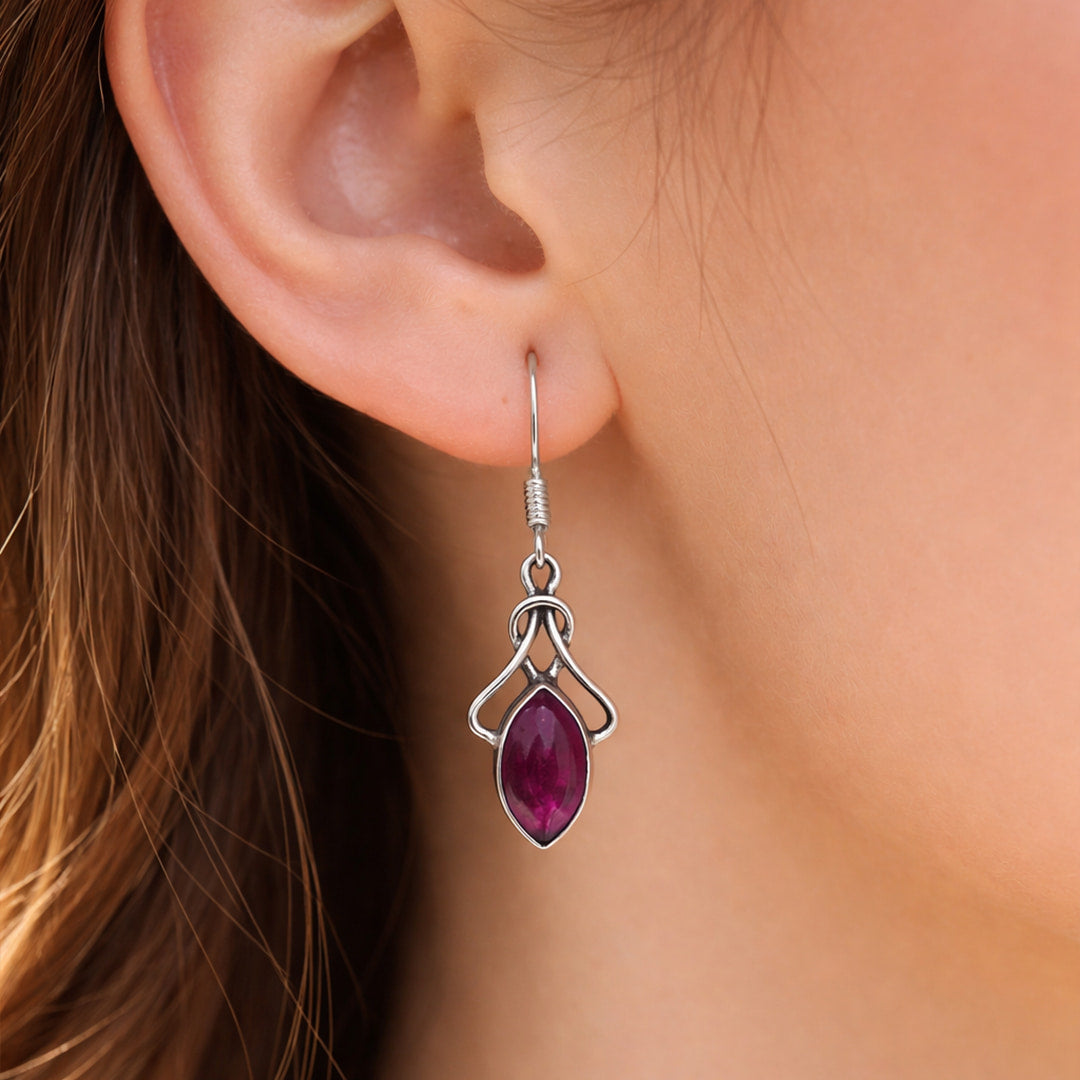 Classic Silver Red Earrings