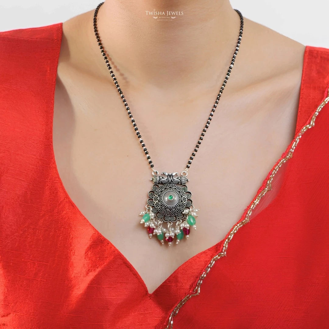 Rajsi Ruby Mangalsutra | 925 Silver Necklace