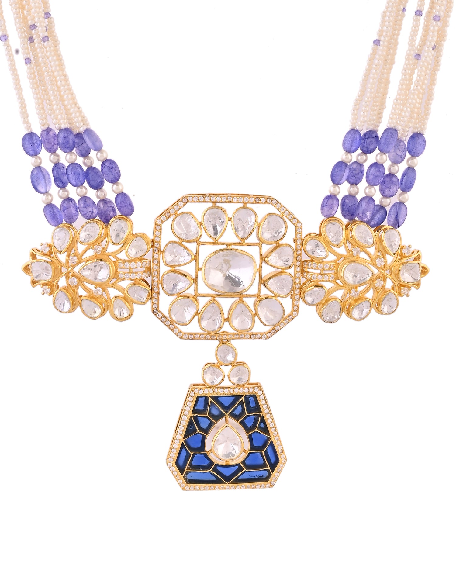 Royal Blue Kundan Silver Necklace