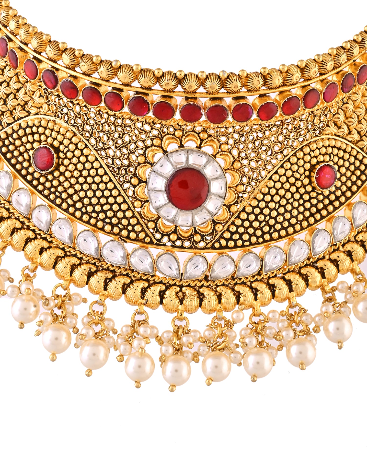 Rani Red Heritage Silver Necklace
