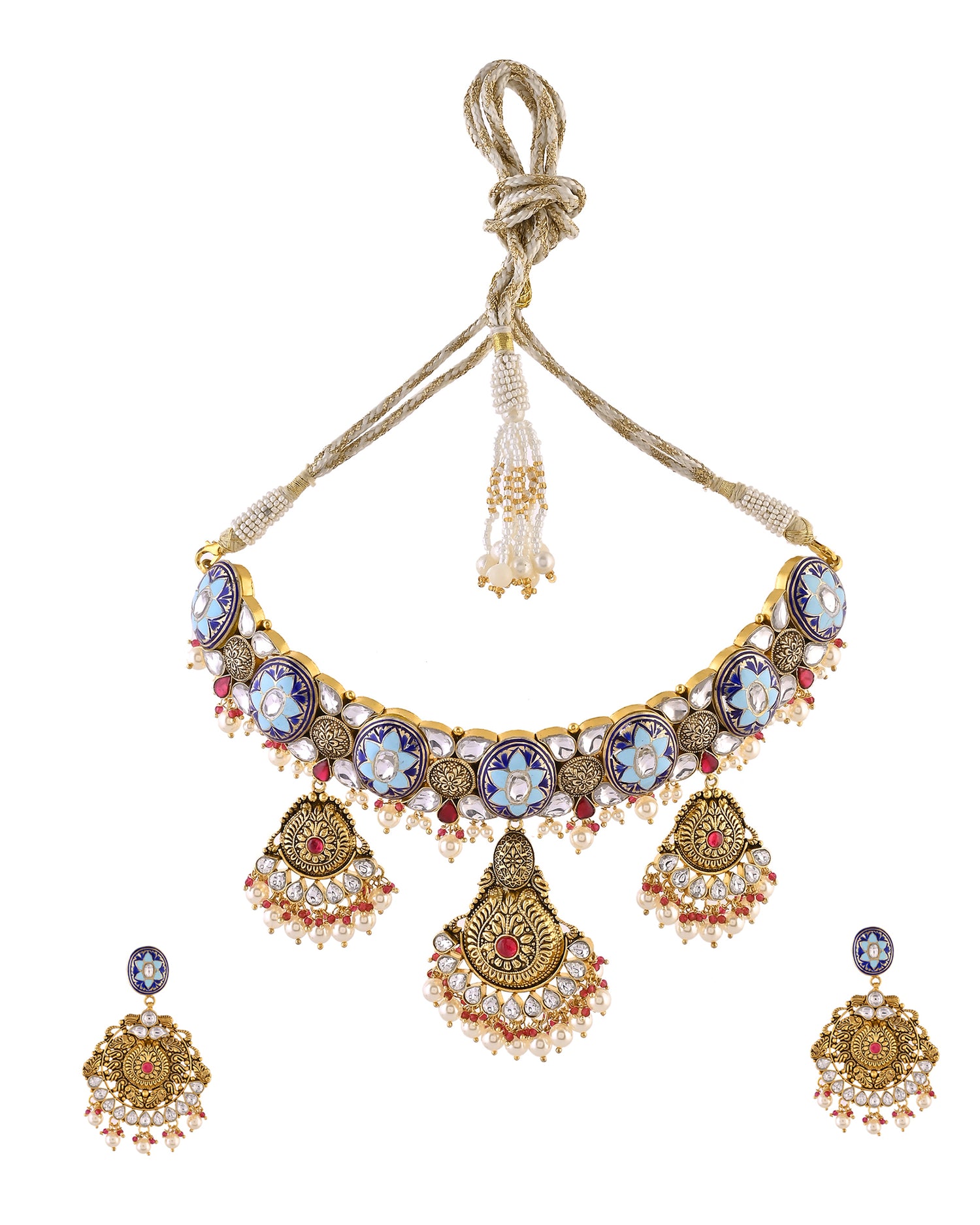 Blue Meenakari Royal Choker