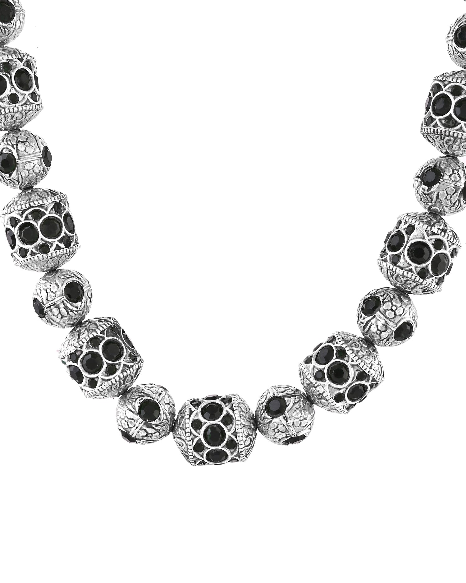 Majestic Mughal Ball Silver Necklace
