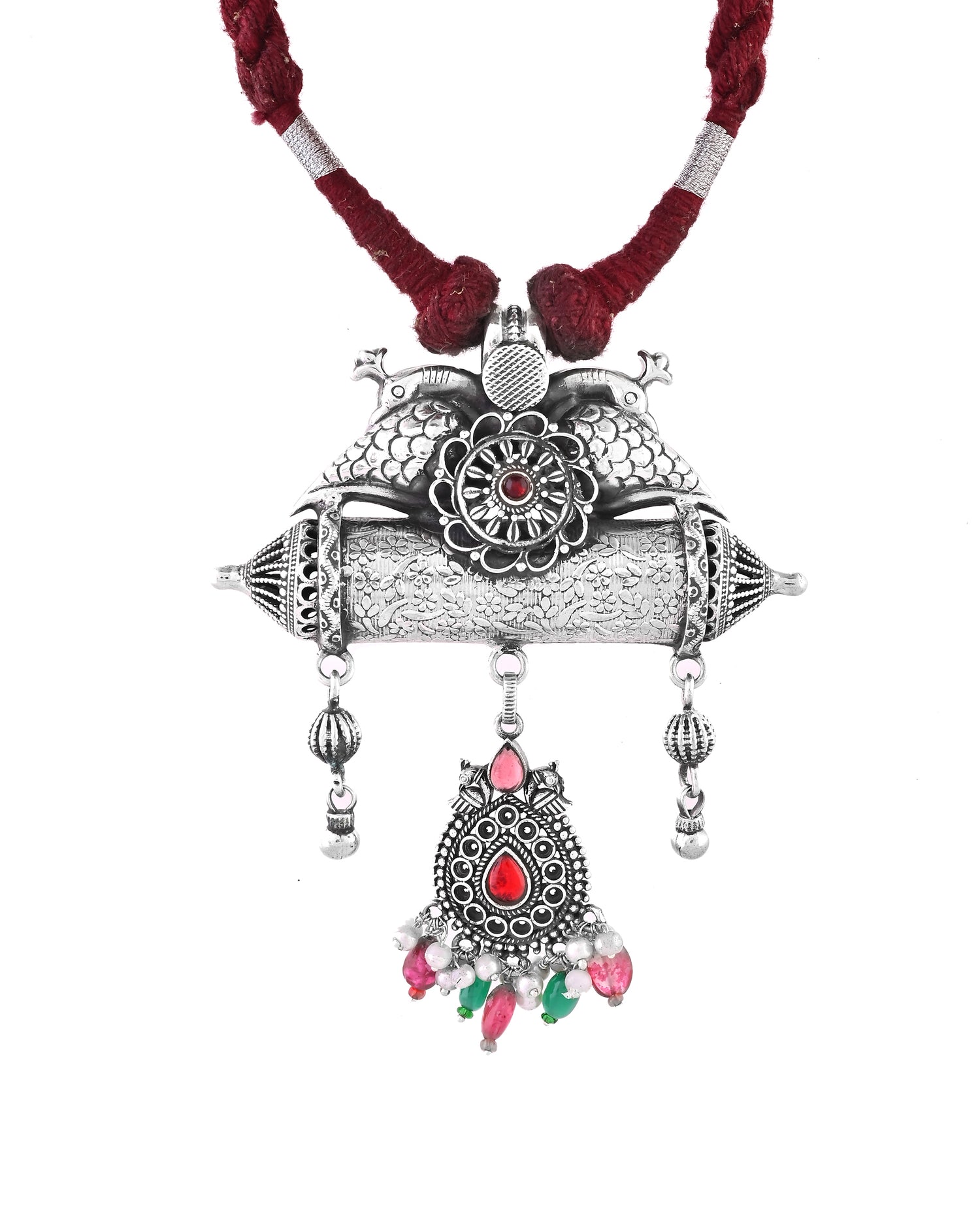 Tribal Rajasthan Amulet Silver Necklace