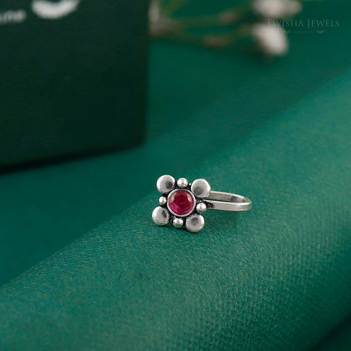 Silver Ruby Bloom Nosepin