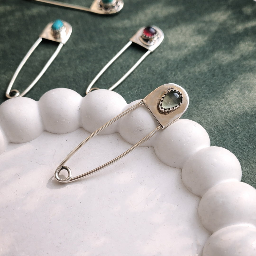 Classic Silver Stone Brooch