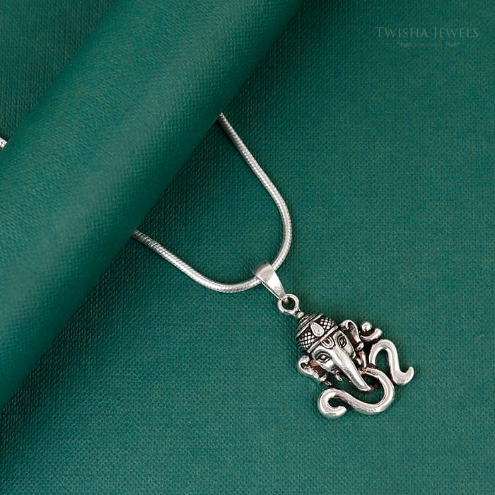 Silver Ganesh Blessing Pendant