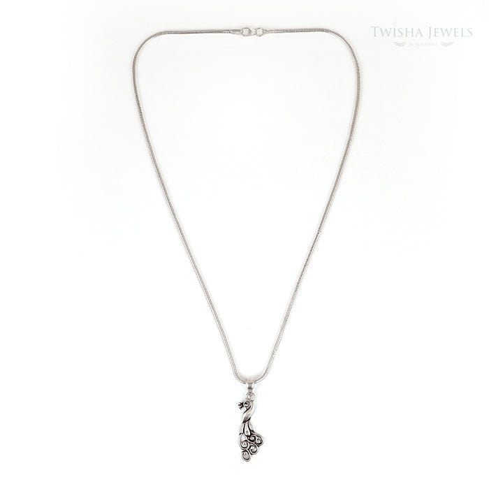 Silver Peacock Charm Pendant