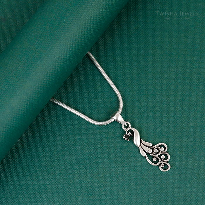 Silver Peacock Charm Pendant