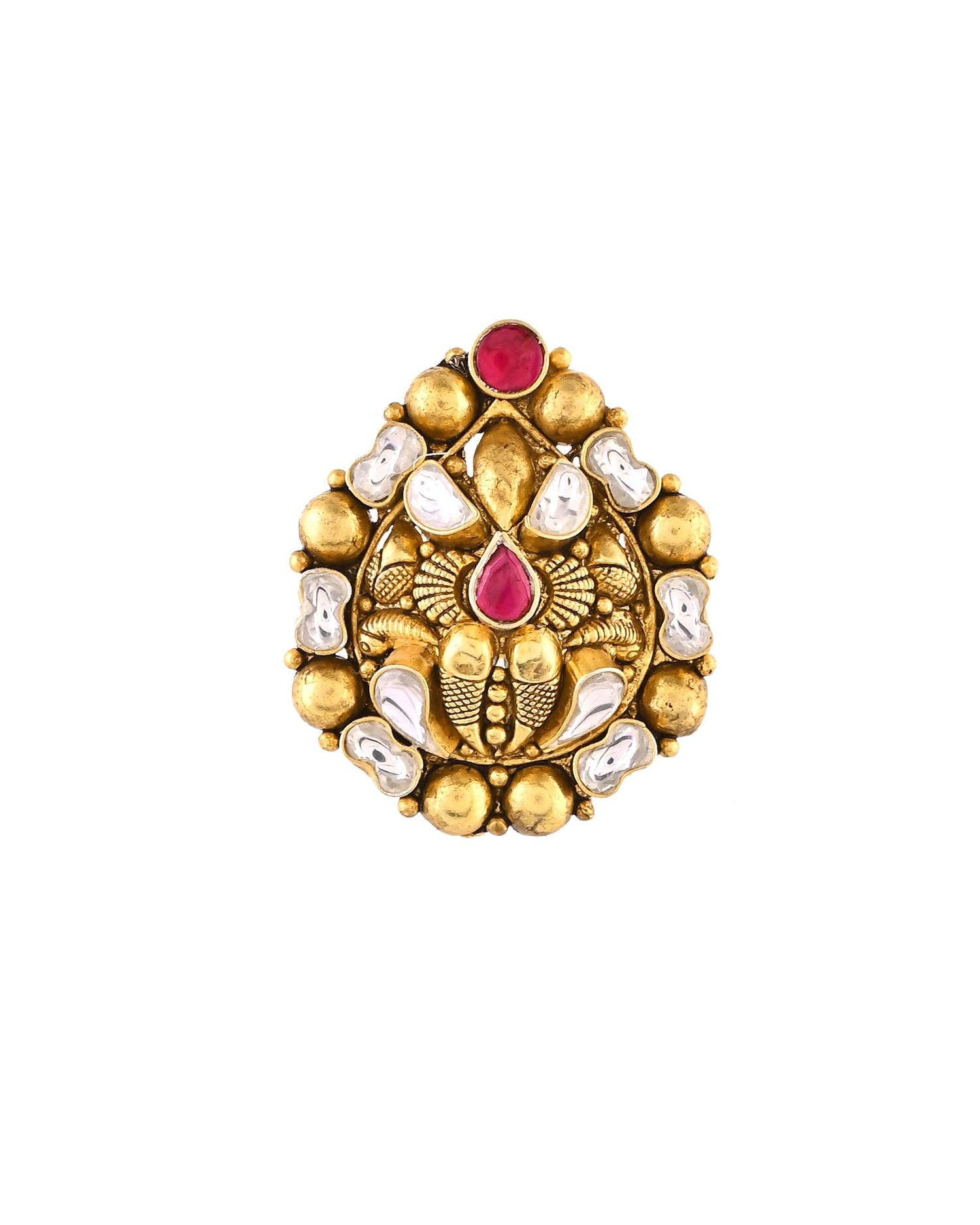 Regal Gulaabi Kundan Ring
