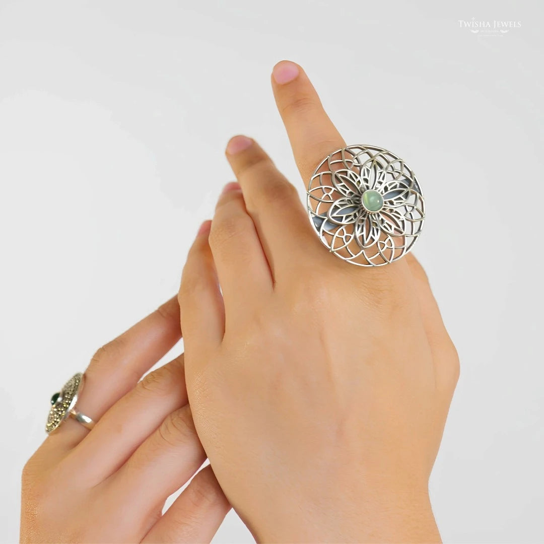 925 Silver Elegant Floral Ring for Women | Celestial Bloom Ring