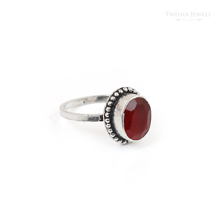 Silver Noor Ruby Ring
