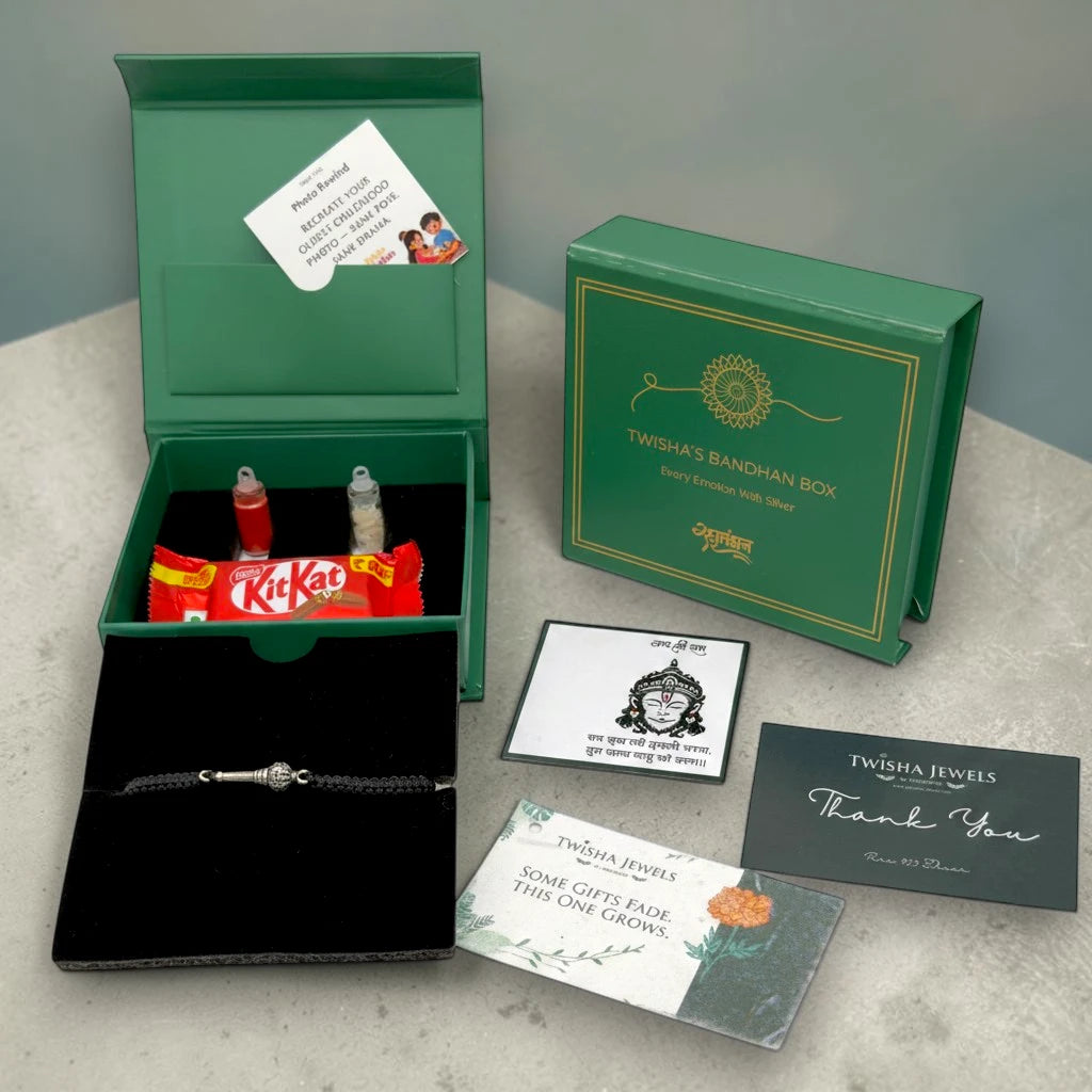 Hanuman Gada Silver Rakhi| Twisha's Bandhan Box | 925 Silver Rakhi