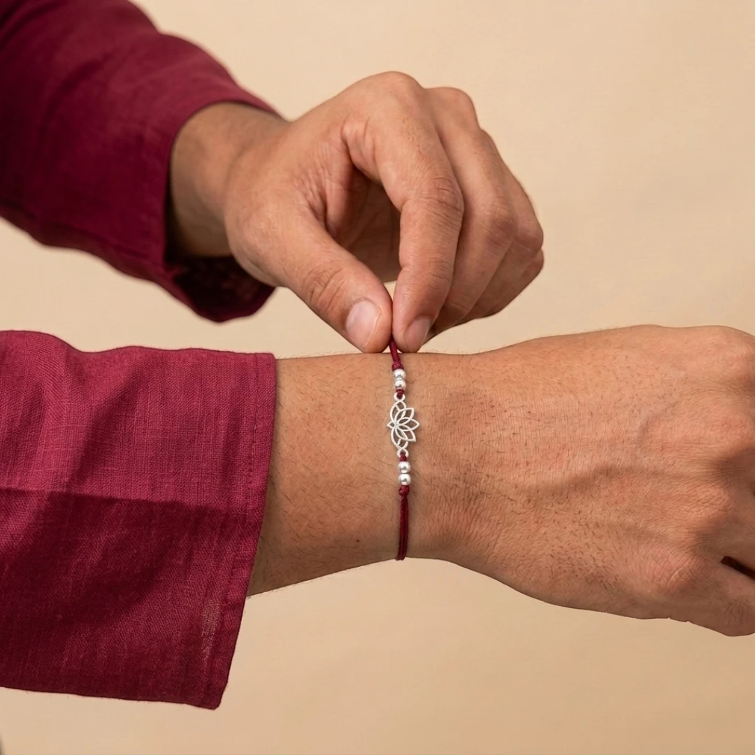 Lotus | Twisha's Bandhan Box | 925 Silver Rakhi