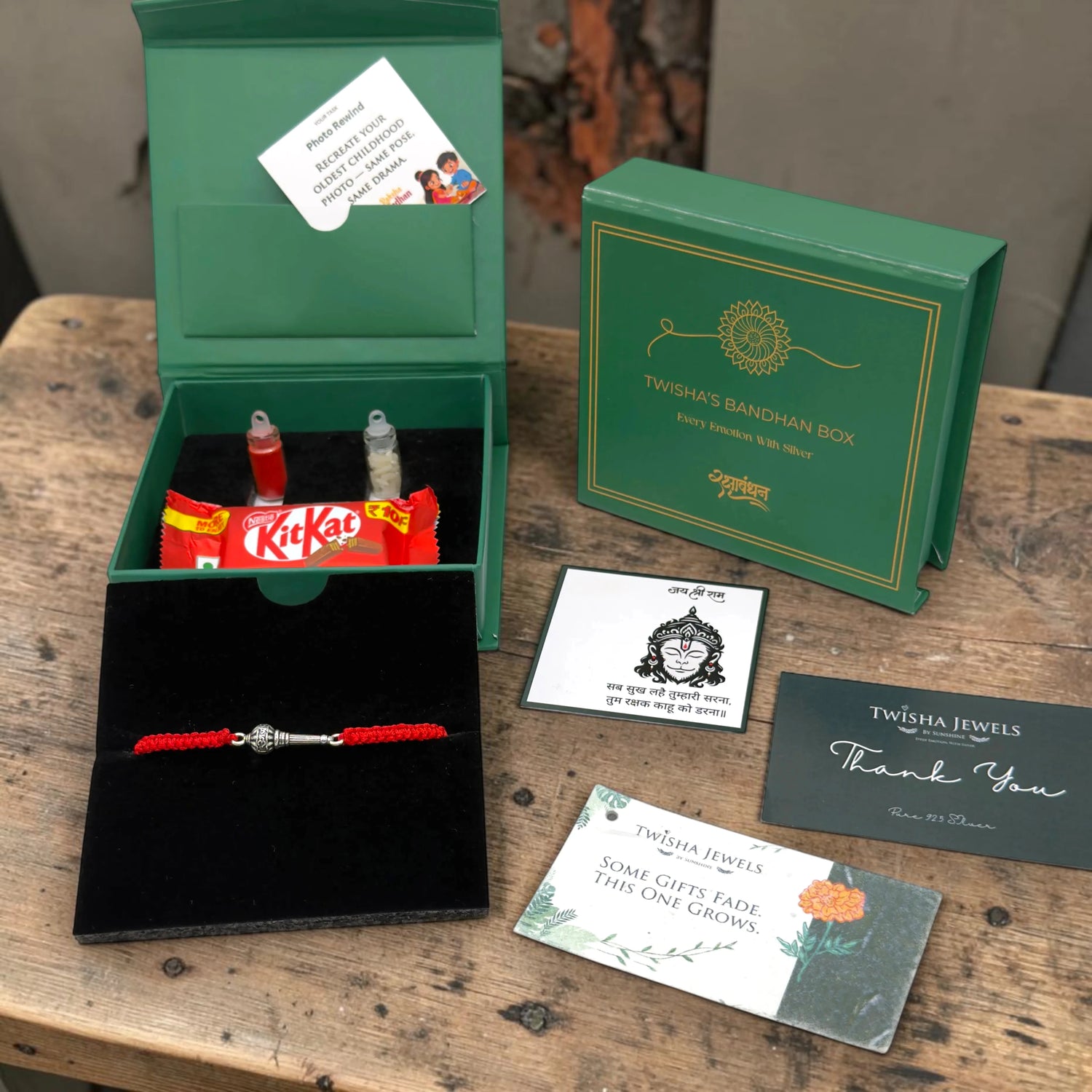 Hanuman Gada Silver Rakhi| Twisha's Bandhan Box | 925 Silver Rakhi
