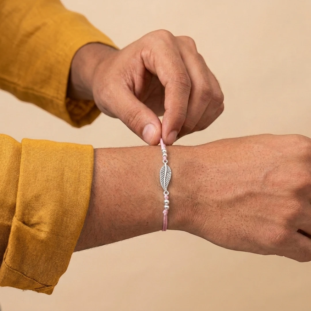 Leaf | Twisha's Bandhan Box | 925 Silver Rakhi