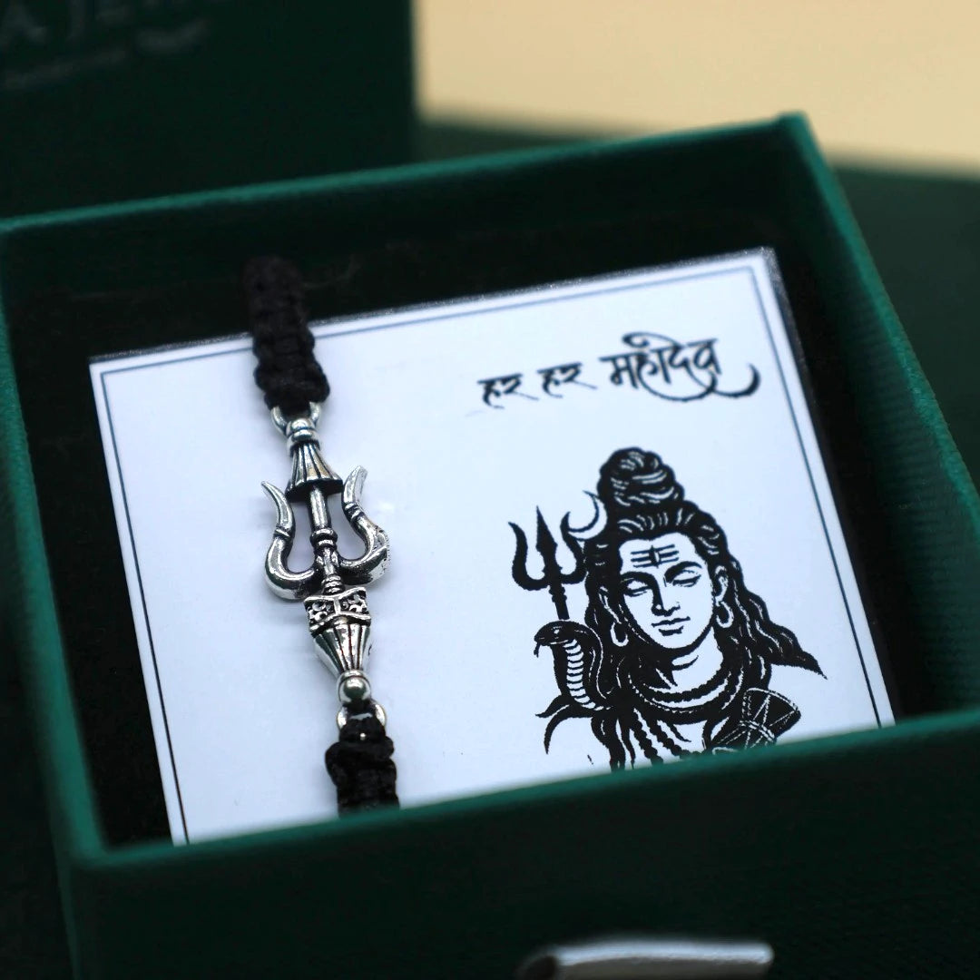 Pure 925 Silver Shiva Trishul Bracelet