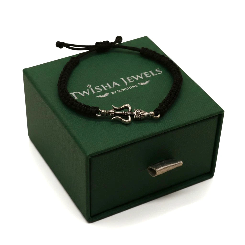 Pure 925 Silver Shiva Trishul Bracelet