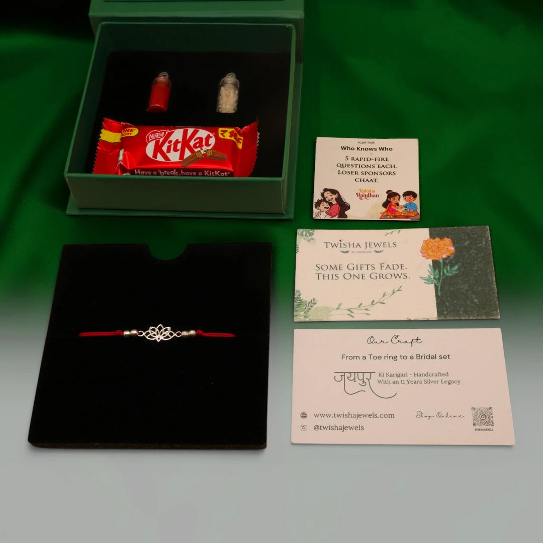 Lotus | Twisha's Bandhan Box | 925 Silver Rakhi