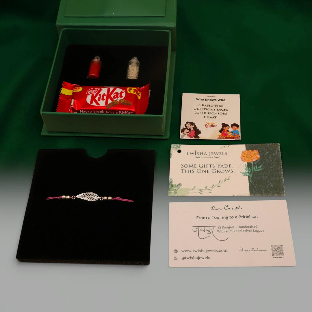 Leaf | Twisha's Bandhan Box | 925 Silver Rakhi