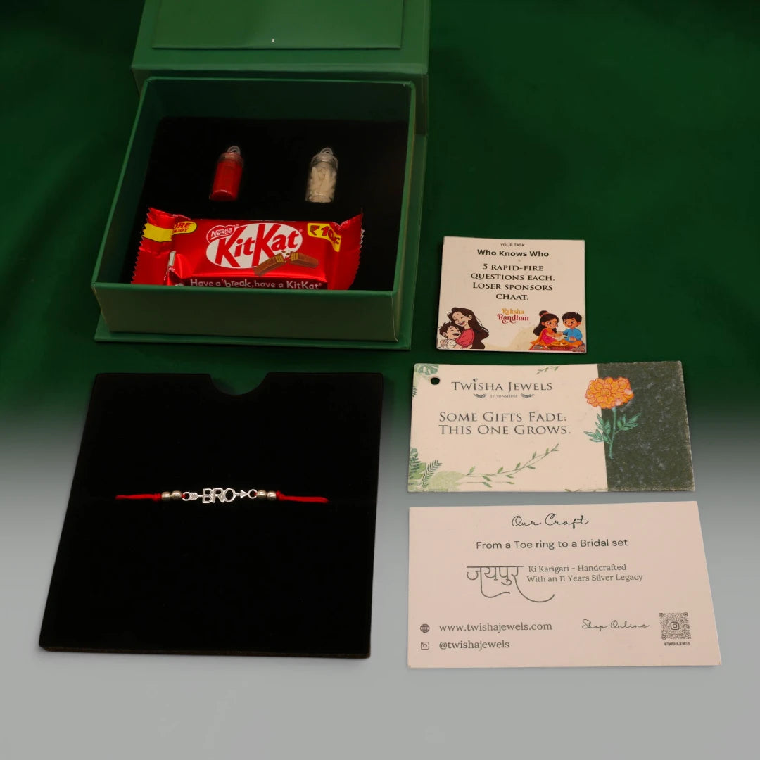 BRO Code | Twisha's Bandhan Box | 925 Silver Rakhi