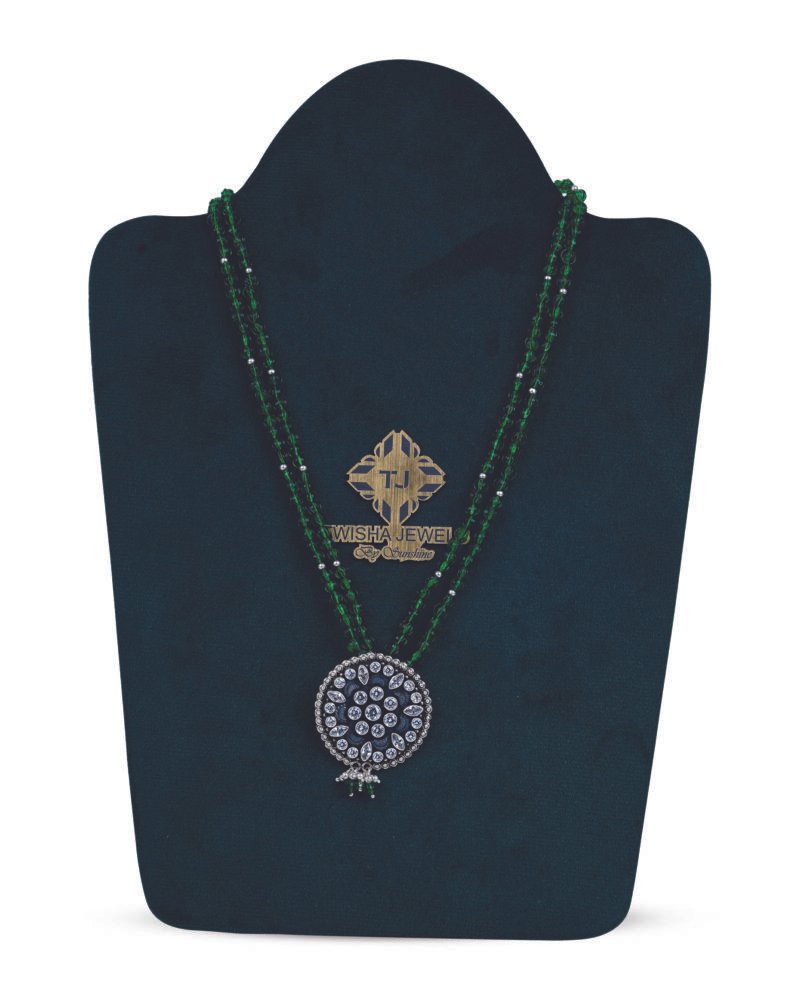 Zirconia Pendant Semi Emerald Necklace