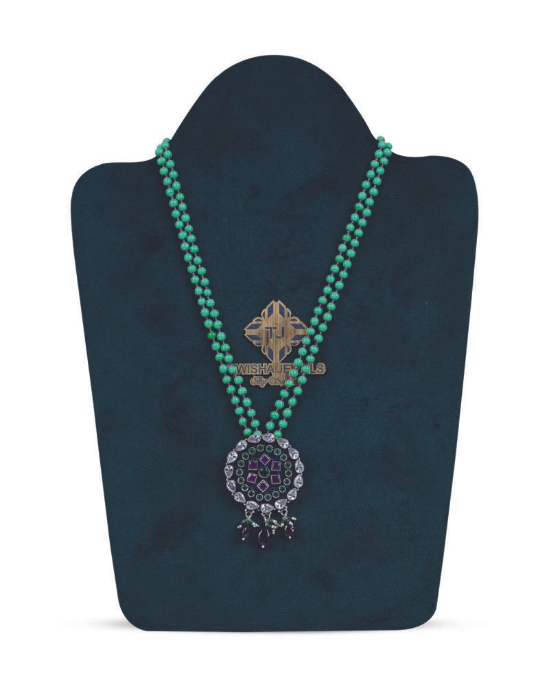 Ruby Zircon Melachete Beads Necklace